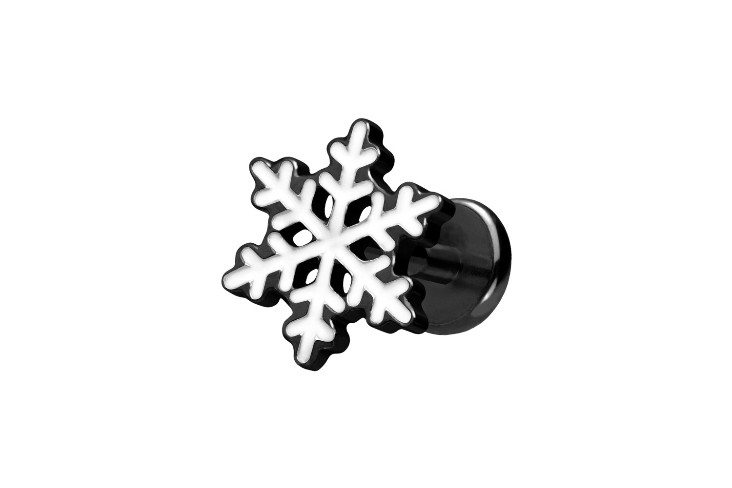 Titan Labret Piercing mit Push Fit SCHNEEFLOCKE